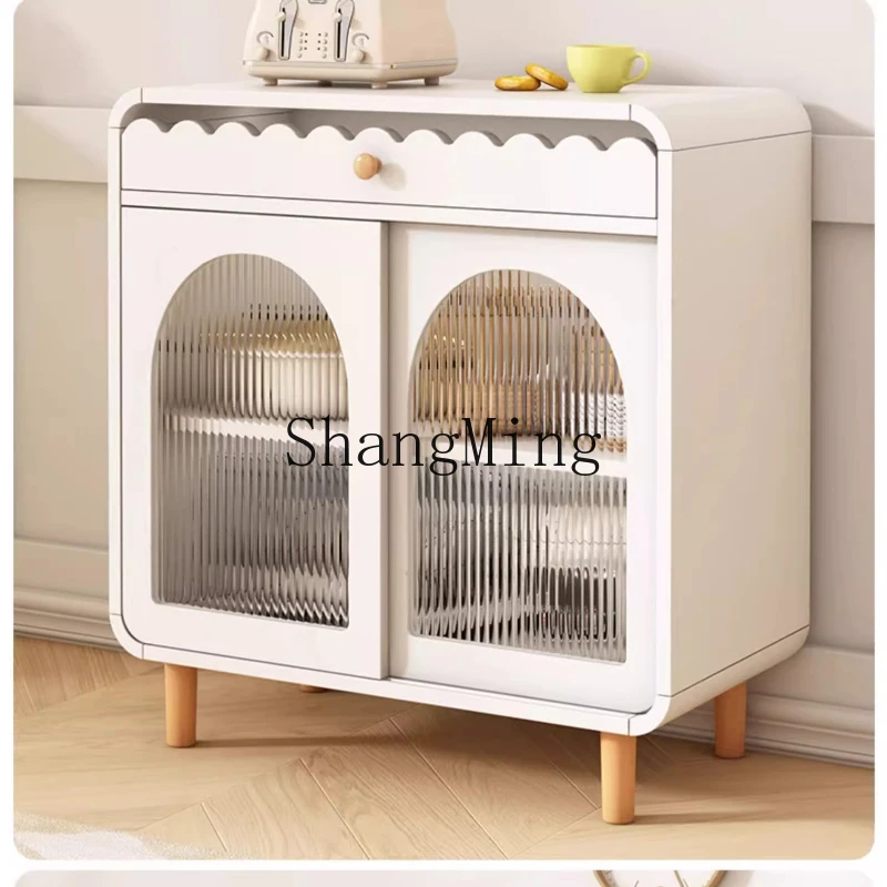 SM log cream style dining side cabinet integrated against the wall living room modern simple storage cabinet