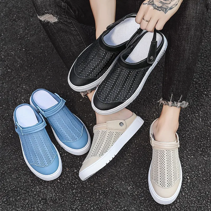 

Новые мужские полутапочки, сетчатые дышащие и устойчивые к запаху летние сандалии на мягкой подошве, которые можно носить поверх