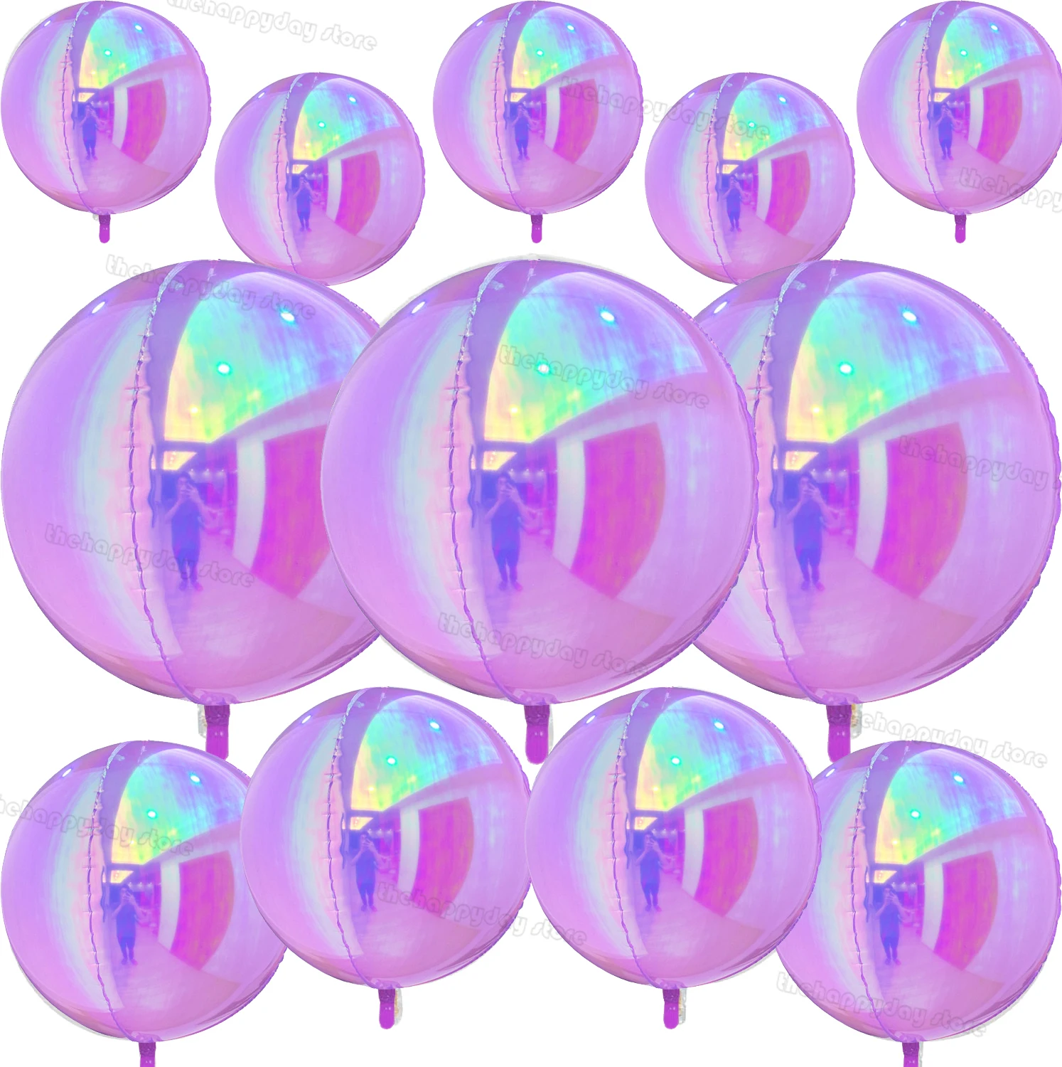 12 Stück Schillernde 4D Runde Folienballons 22/12/10 Zoll Holographische 4D Folienballons Helium Luftballons Meerjungfrau Geburtstag Hochzeit Deko