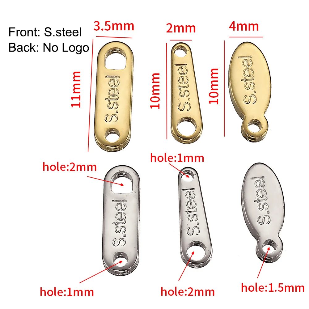 50pcs Stainless Steel End Charms Pendants Connector Gold Color Chain Extension Tail Charm for Jewelry Making DIY Wholesale