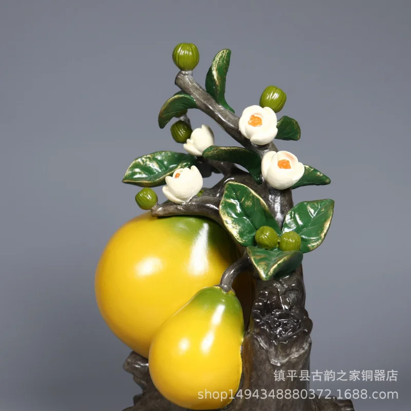 Pure Copper Painted Creative Yuzu Copperware Gift Home Brass Fruit Auspicious Ornament Office Living Room Decoration