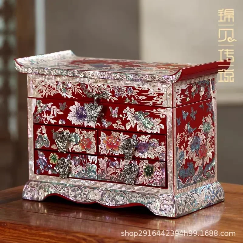 for Legend Snail Lacquer Wood Jewelry Box Large Capacity Multi Layer Retro Cabinet Wedding Gift Organizer Storage for Women