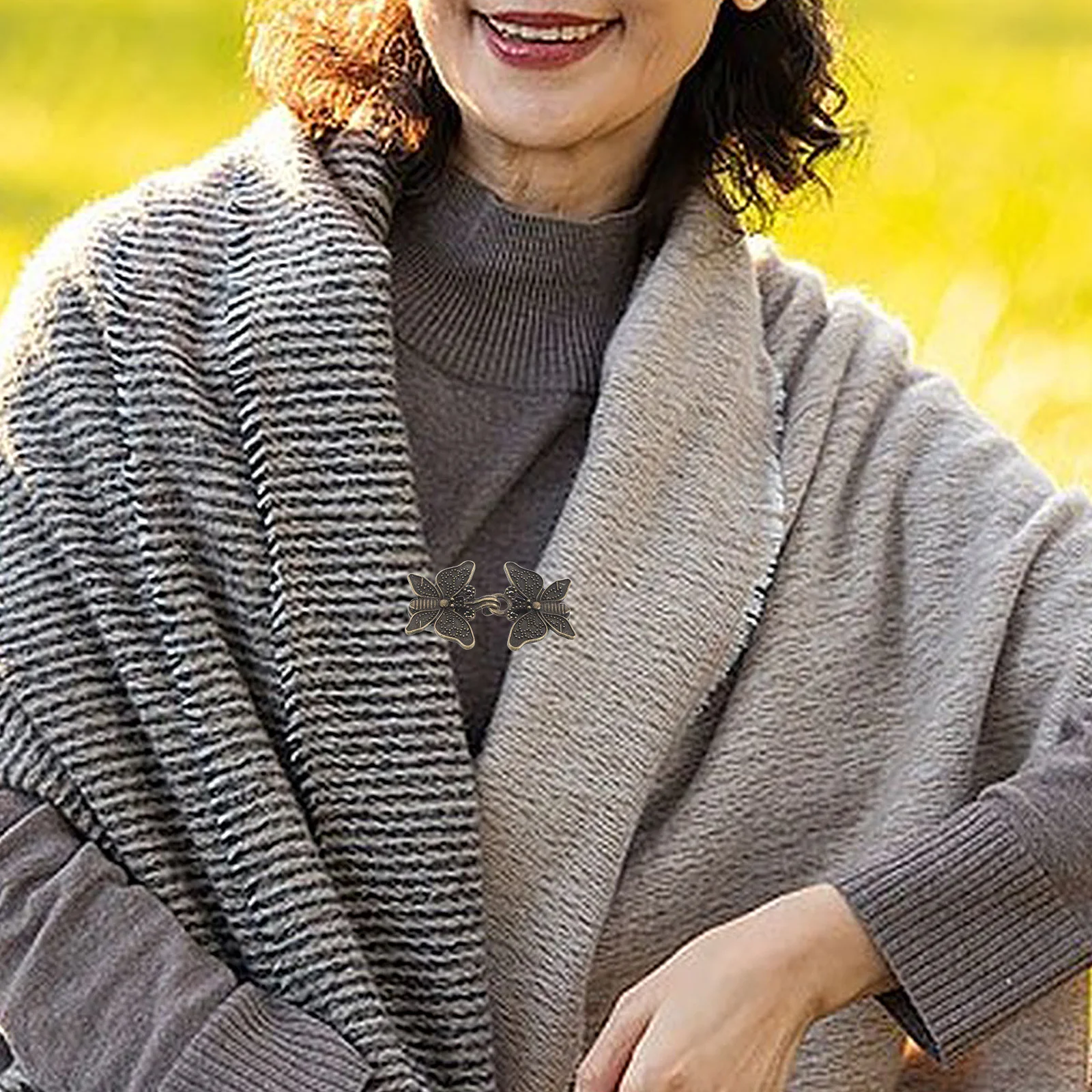 2Pairs خمر فراشة شال كليب الرجعية المعادن سترة كليب سترة إغلاق السحابات وشاح الديكور للحزب لباس غير رسمي #4