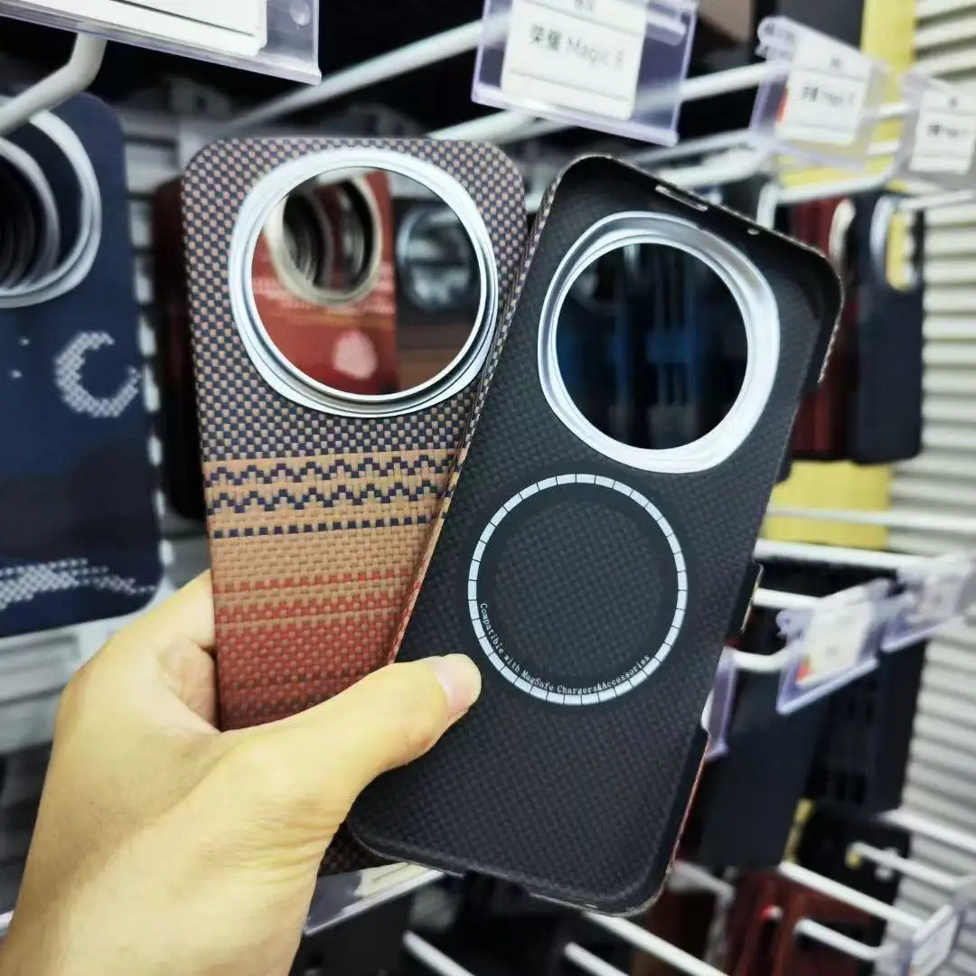 حافظة هاتف مغناطيسية حقيقية 600D من ألياف الكربون الأراميد لهاتف Honor Magic 8 Pro 5G Global Magic8 Magic8Pro Magsafe #5