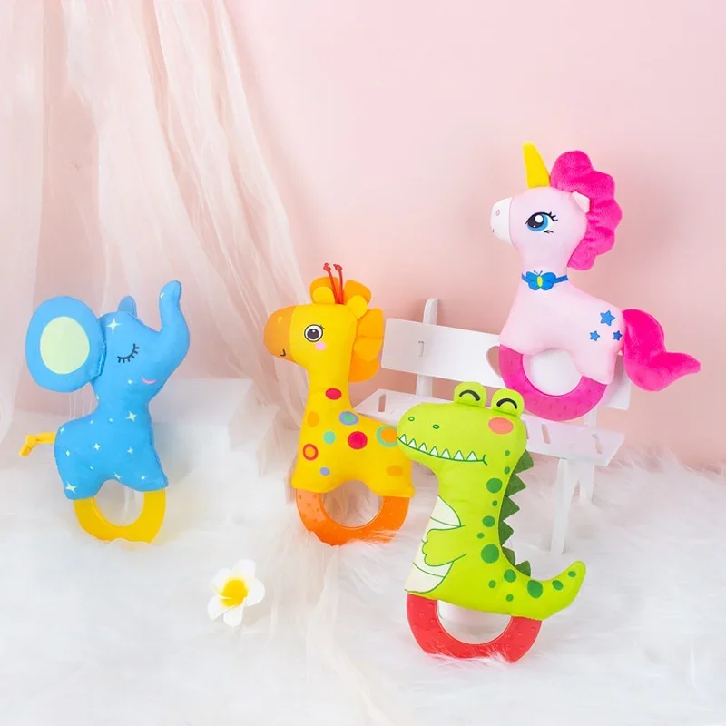 

Soft Giraffe Crocodile Animal Handbells Rattle Plush Infant Baby Development Handle Toys WIth Teether Baby Toy for Newborn Gift