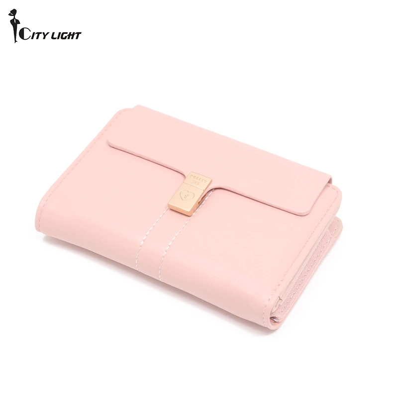 

Women Medium Solid Color Wallet Female Fashion Hasp Coin Purses Ladies Three Fold High Capacity Clutch Bag Money Clip