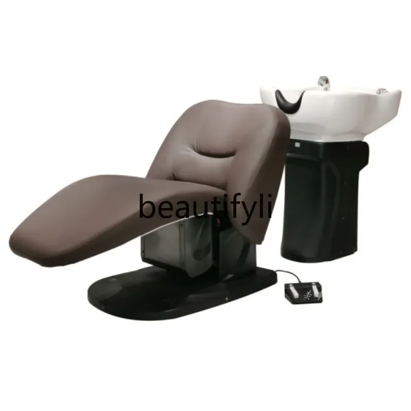 Hair salon special electric rotating lift shampoo bed multi-functional hair flushing bed semi-full bed