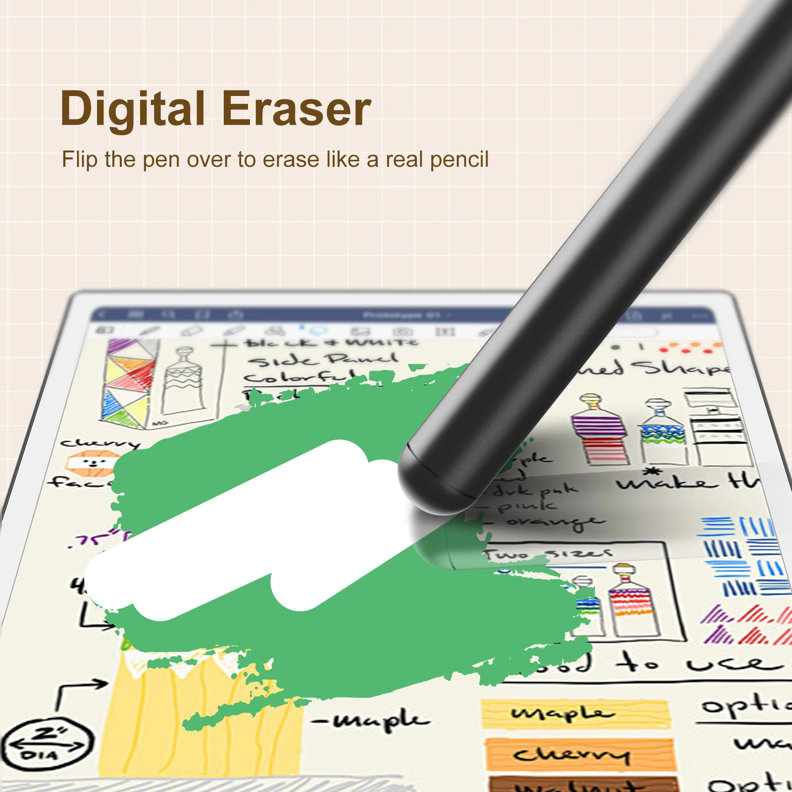 Magnetic Stylus Pen for Remarkable Paper Pro with Eraser, Rechargeable Digital Pen with 4096 Pressure Sensitivity, Tilt