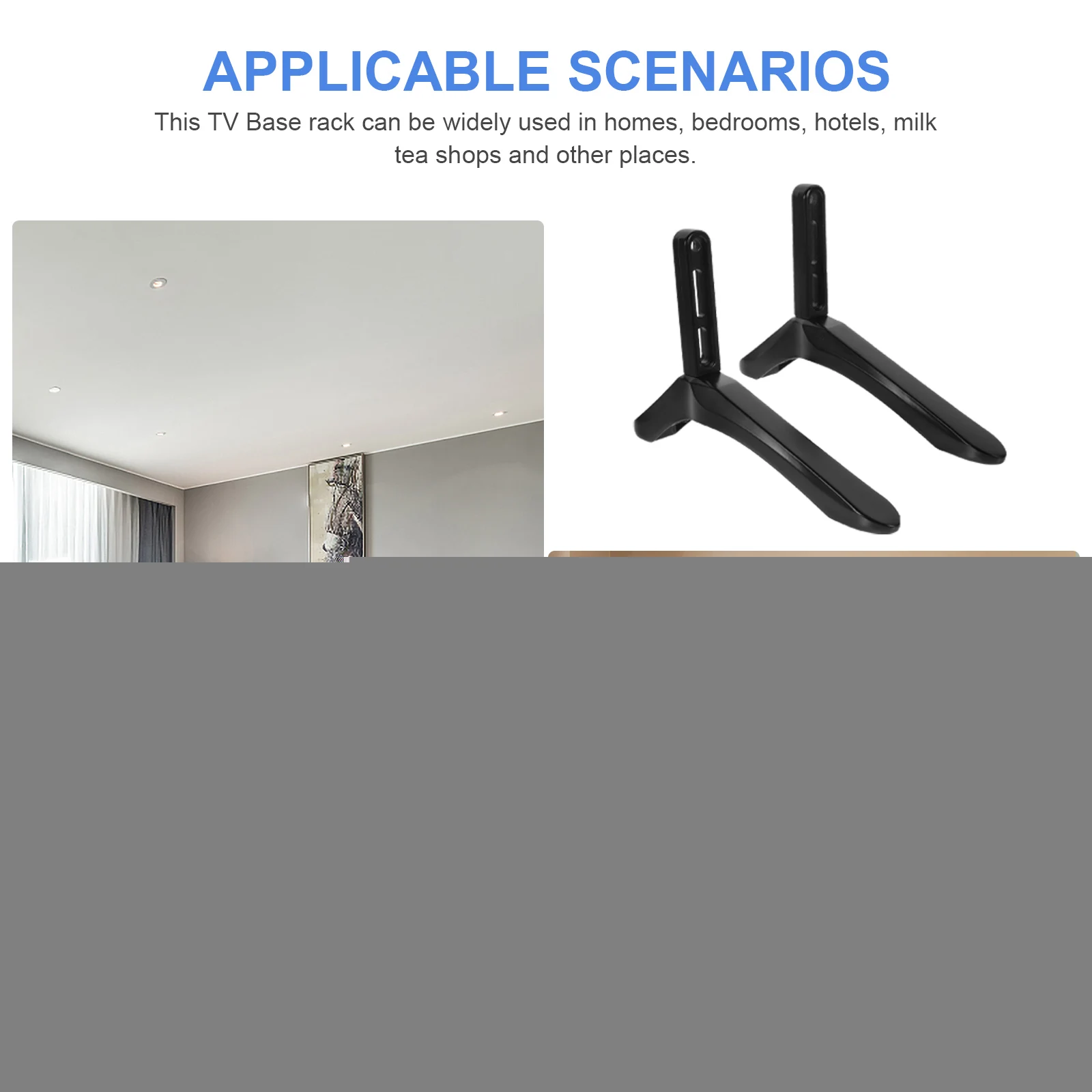 

Stand Black ST08 Television Base Rack Simple Design Heavy Duty Load Strong Stability Plastic Tabletop Mounts