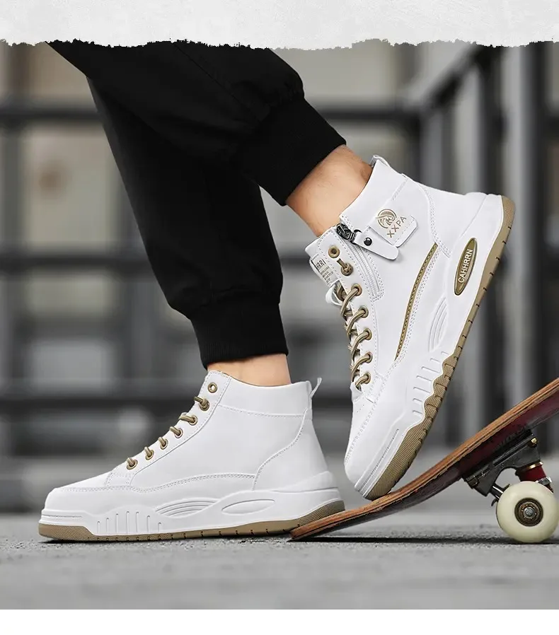 

Кожаная обувь. Высокие повседневные туфли, увеличивающие рост на толстой подошве, универсальные и модные мужские кроссовки.