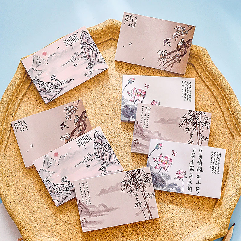 50 Sheets Chinese Ancient Style Memo Pads Retro Style Notepad Notes Decoration Message Notes Stationery Office Supplies