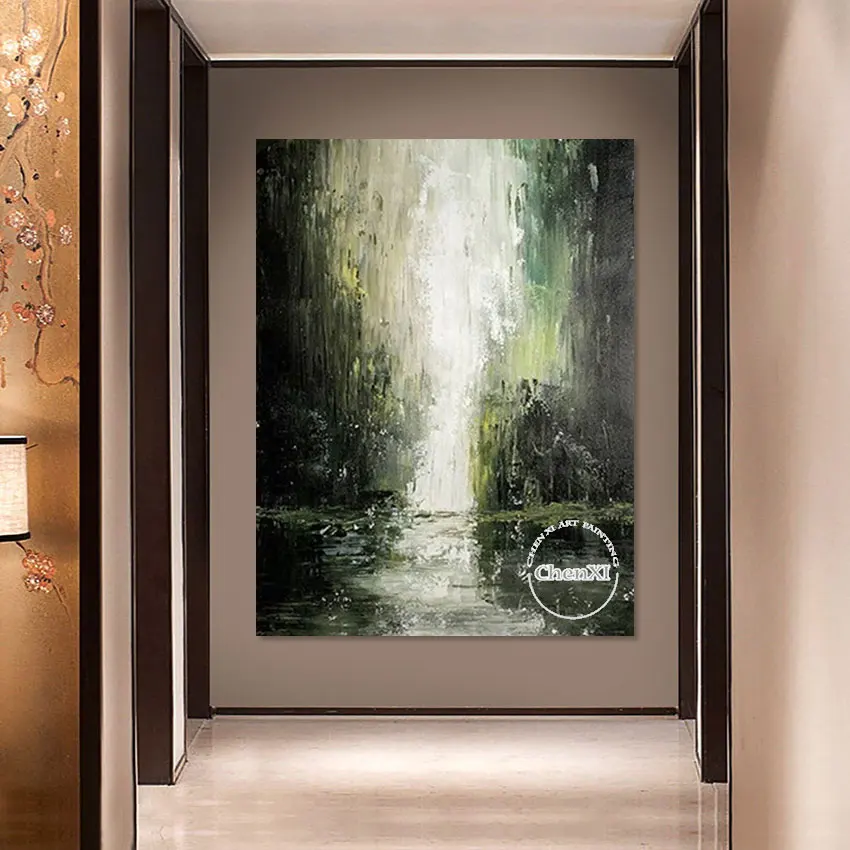 Dark Green Design Pure Handmade Acrylic Painting Drawing Canvas Wall Art Wall Hangings Decorative Item Poster Crafts Murals