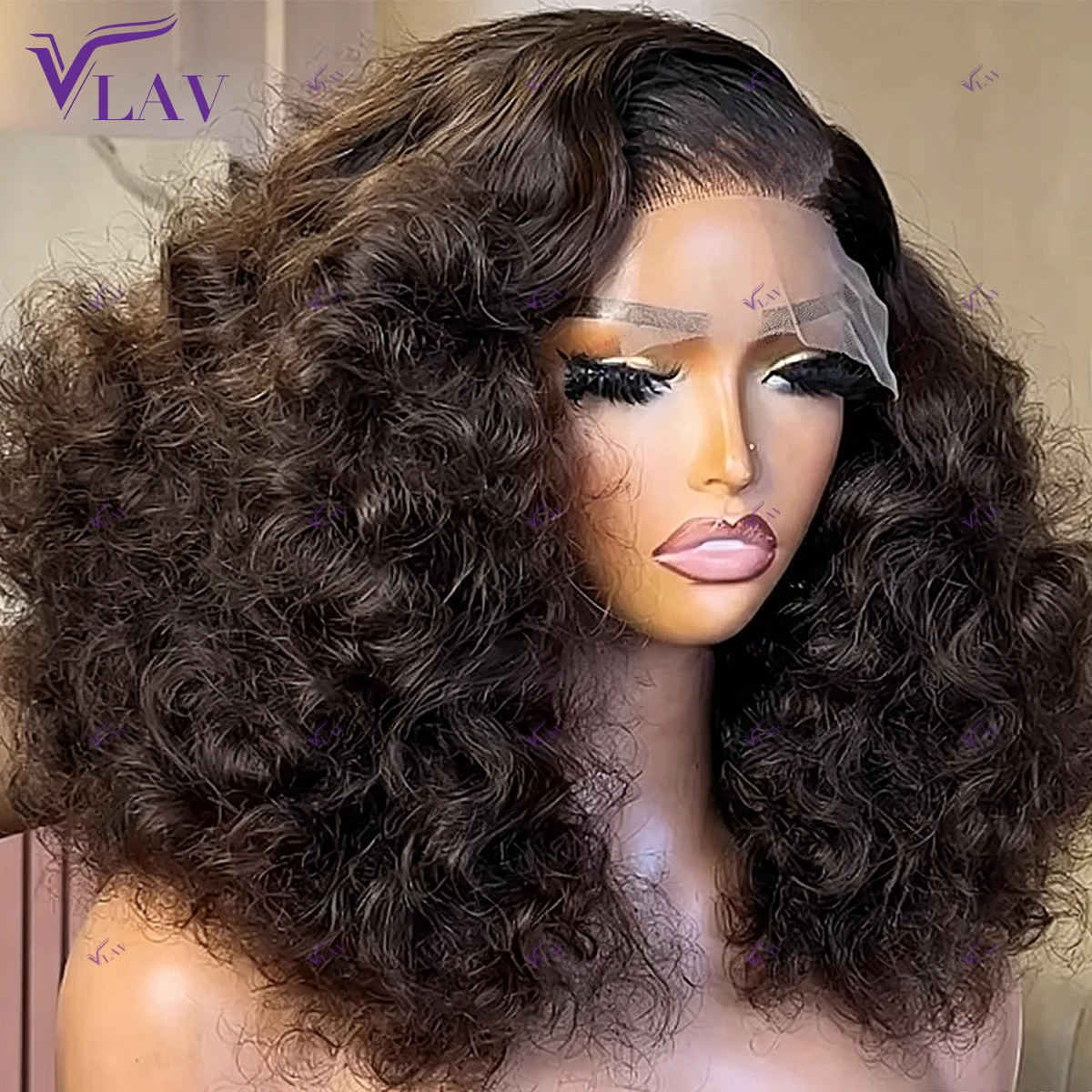 450 High Density Glueless 100% Human Hair Wigs 360 HD Full Lace Wigs For Women Bouncy Curly 13x6 HD Lace Frontal Natural Black