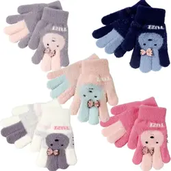 Cold Proof Autumn Winter Gloves Thickened Windproof Warm Mittens Plush Rabbit Children Baby Gloves Boys Girls