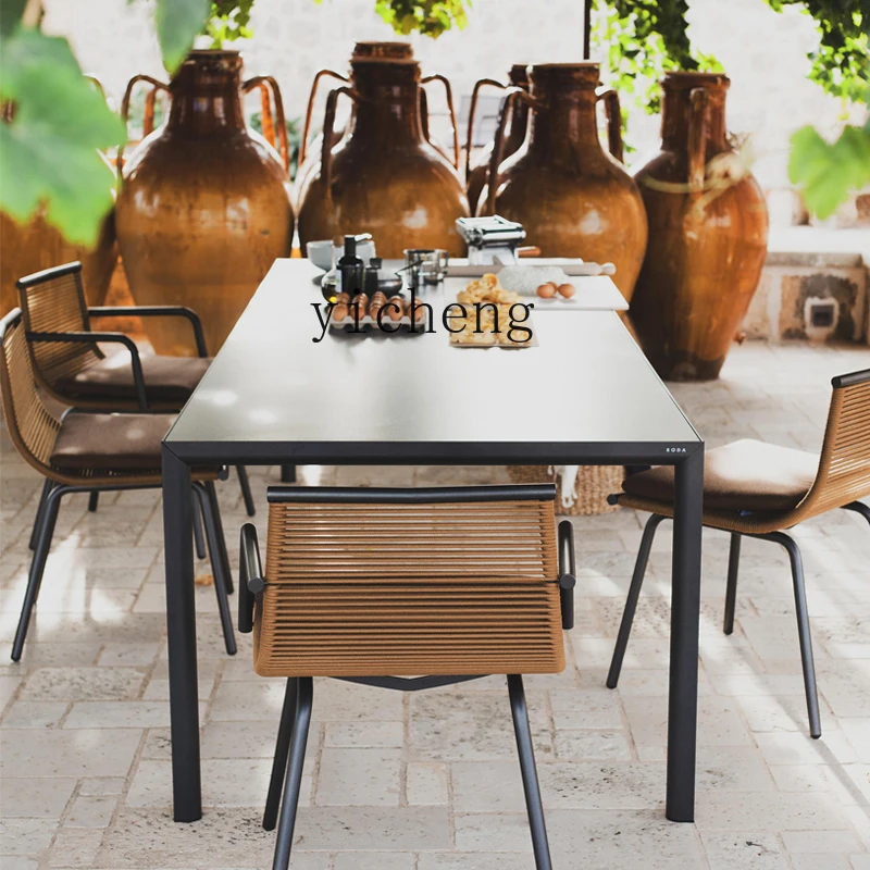 Zz طاولات وكراسي خارجية فناء مقاوم للماء واقي من الشمس B & B فندق شرفة حديقة الترفيه شرفة كرسي الروطان الأثاث #4