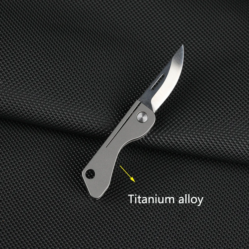 Titanium mini EDC pocket knife camping equipment open box knife keychain hanging outdoor multifunctional portable knife