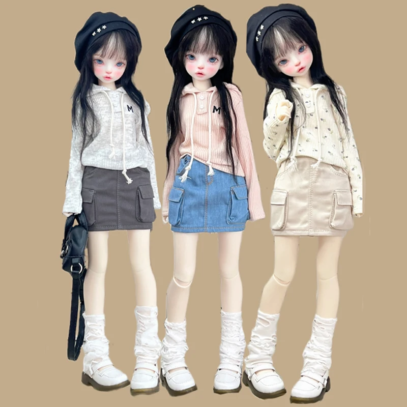 1/4 Bjd Doll Hat Wool Top 1/4 Doll Denim Shorts Doll Versatile Perforated Socks Suitable For 1/4 Bjd Doll Girl Doll Accessories