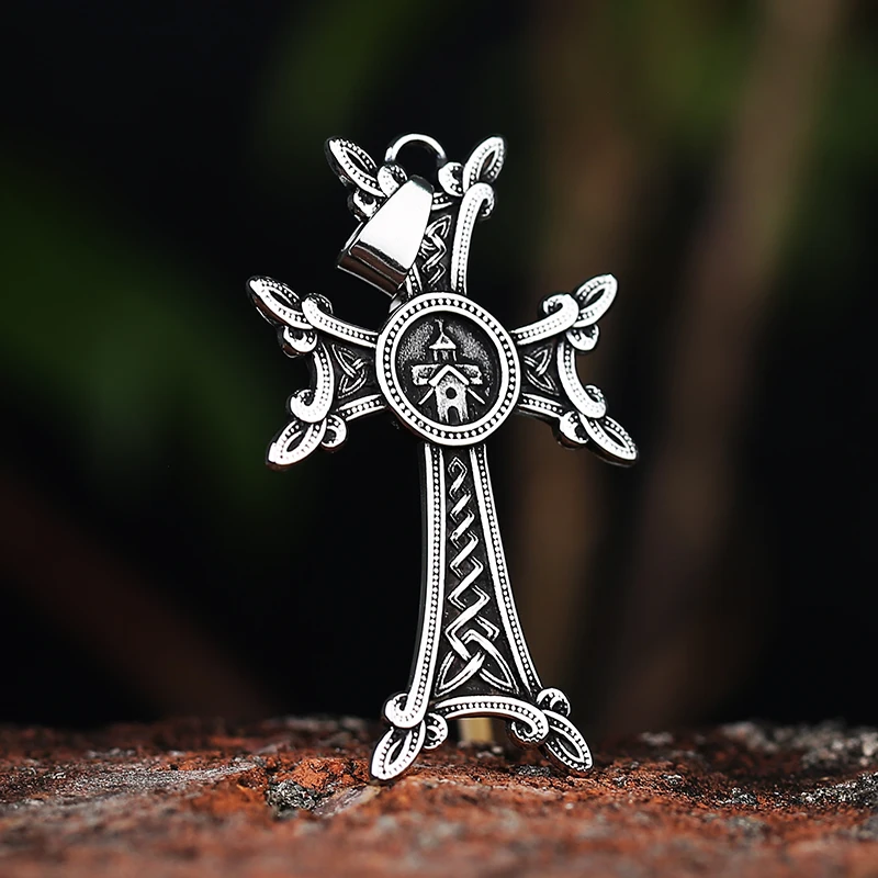 JewelryWe Sieradenhanger voor heren, halsketting, roestvrij staal, grote katholieke Jezus Christus, INRI, crucifix kruis, hanger met Venetiaanse ketting, 55 cm, zilver/goud, unisex-adult, Roestvrij