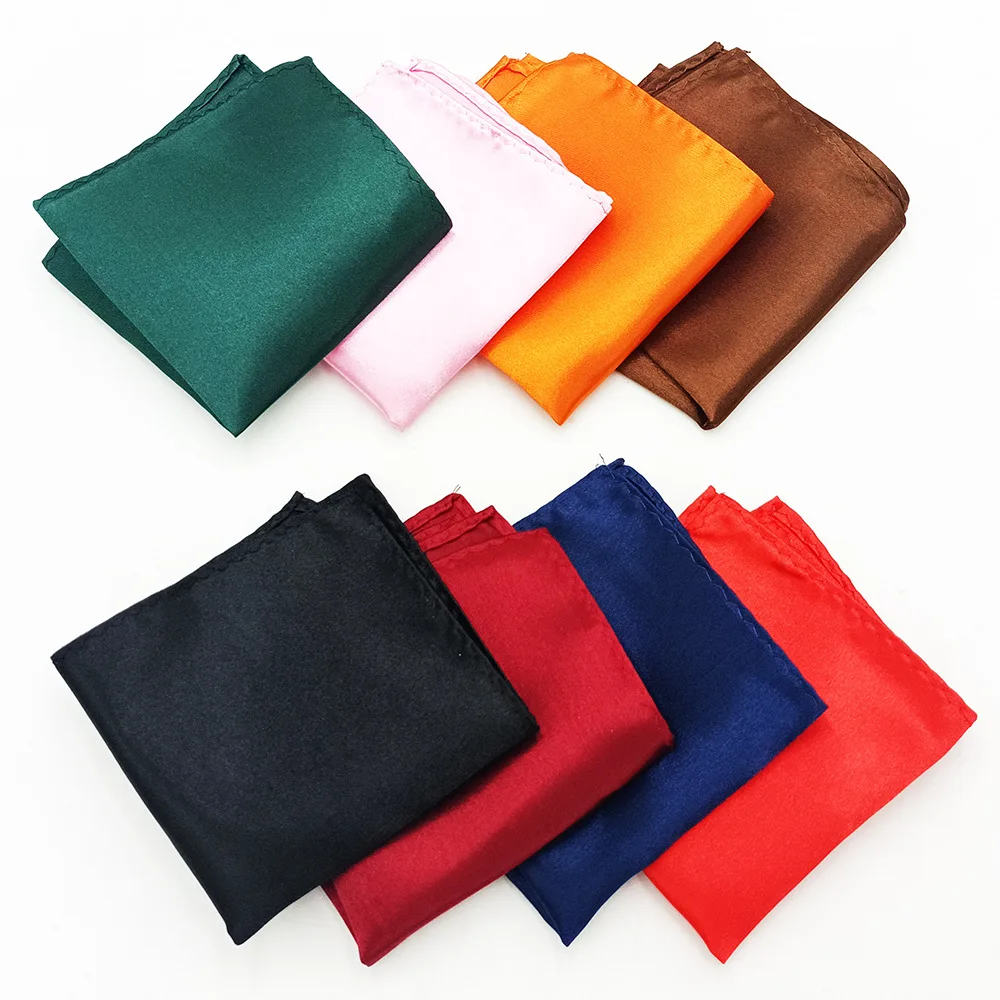 Luxury Men's Handkerchief Solid Color White Black Red Hankies Polyester Hanky Business Pocket Square Chest Towel 22*22CM