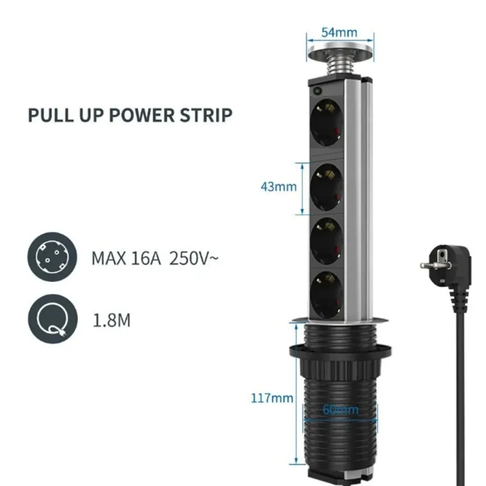 Melanżowe gniazdo listwy zasilającej stołowe wyskakują wtyczka elektryczna ue niemcy 3/4/5 wyjście do domu biurka kuchnia 1.8m przedłużacz