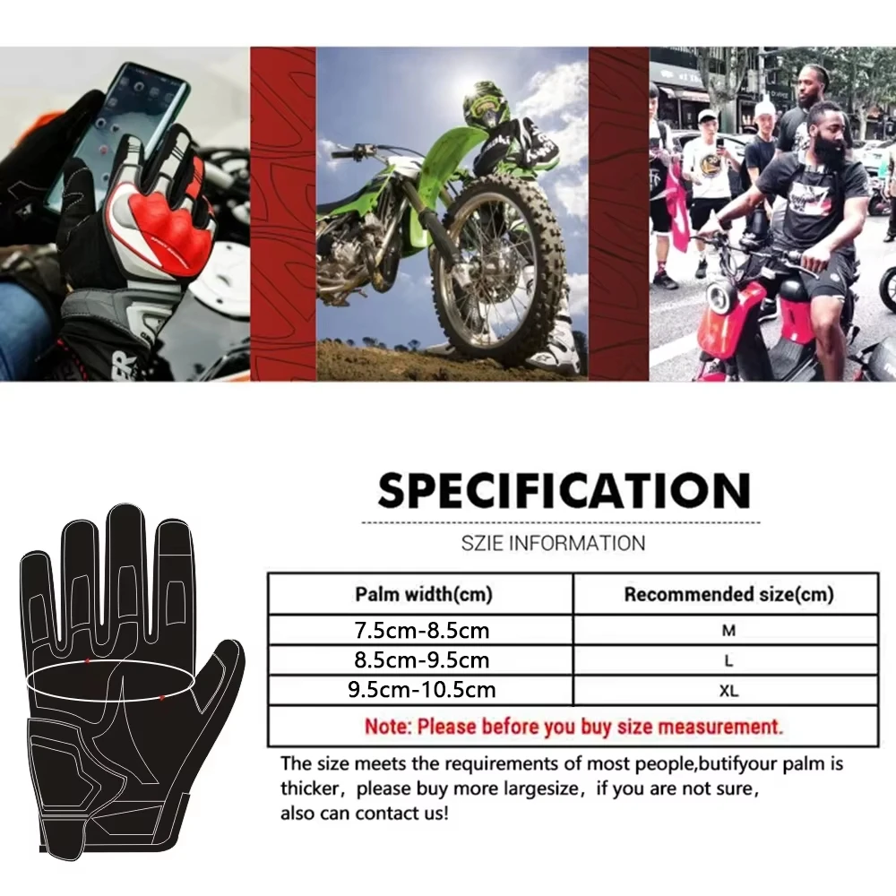 Men's Motorcycle Gloves Four Season Outdoor Riding Protective Glove Motorcycle Road Rider Off-road Touch Screen Reflective Glove