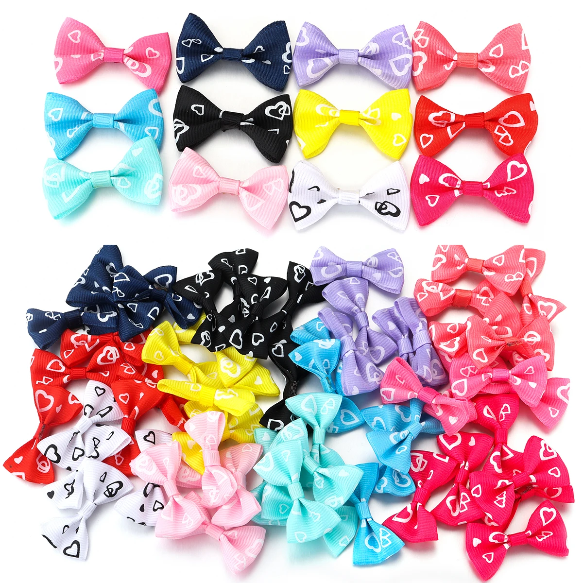 

50Pcs/Lot Grosgrain Ribbon Bows Handmade Printed Bows For DIY Crafts Sewing Materials Ornament Accessories Garment Decoration