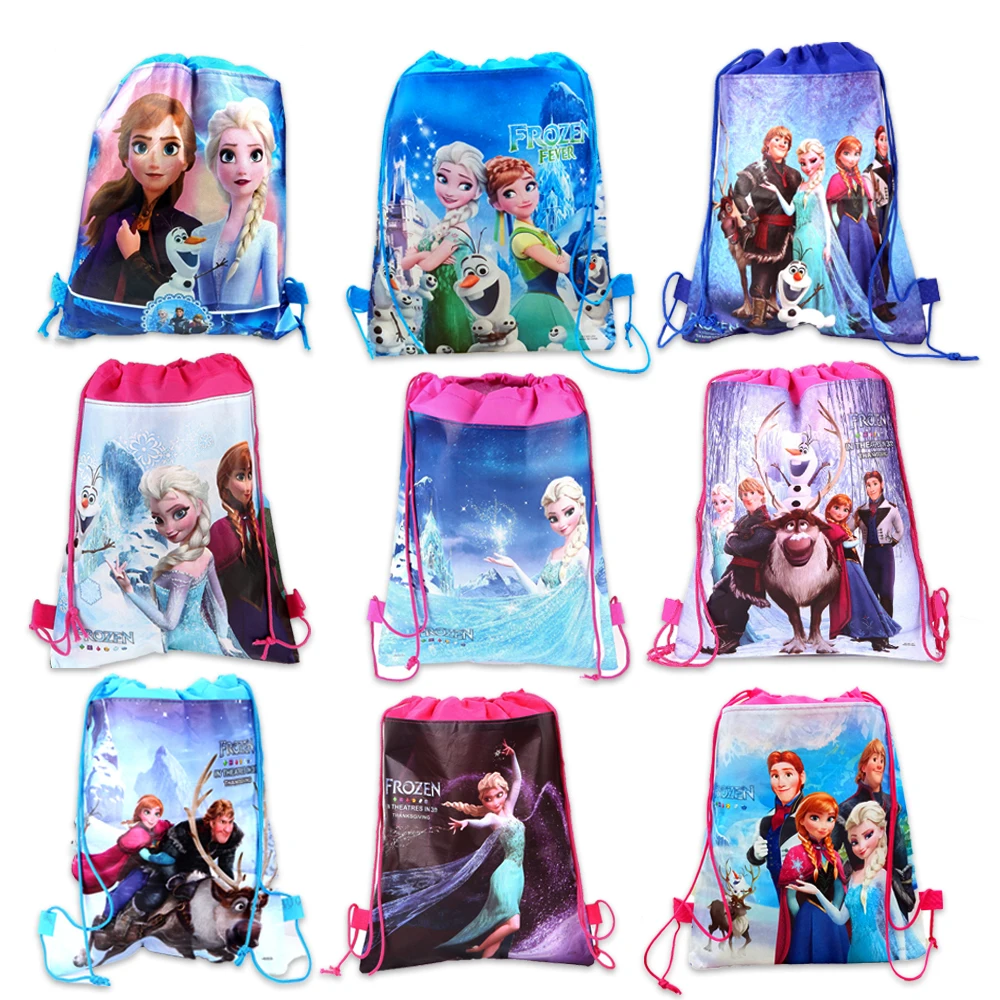 1pcs/lot Frozen Theme Mochila Non-woven Fabrics Drawstring Birthday Party Kids Girls Favors Gifts Bags Decorate Backpack