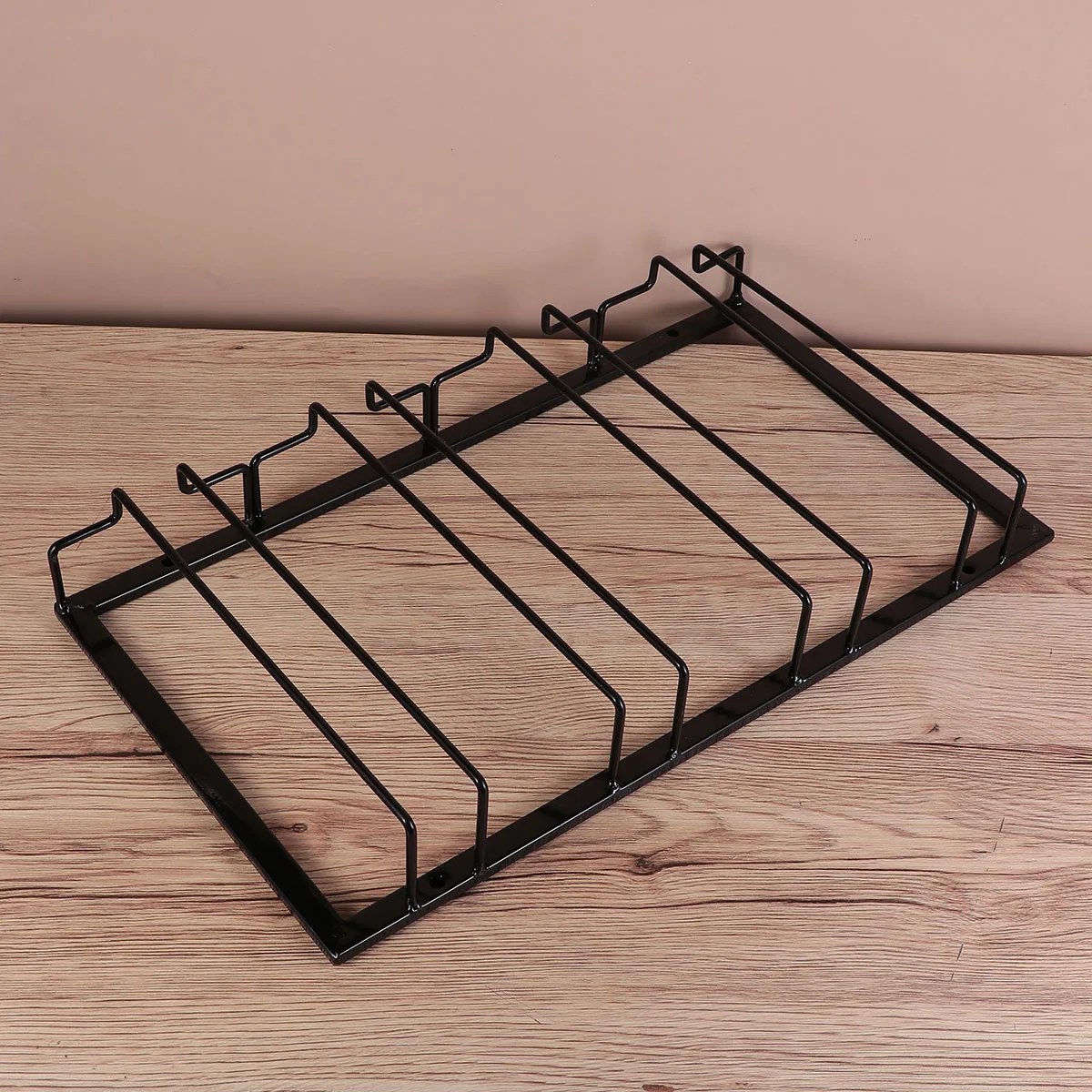 

4-Slot Iron Wine Glass Rack Cup Holder Wall Mounted Storage Organizer For Bar Home Black Space Saving Goblet Stand