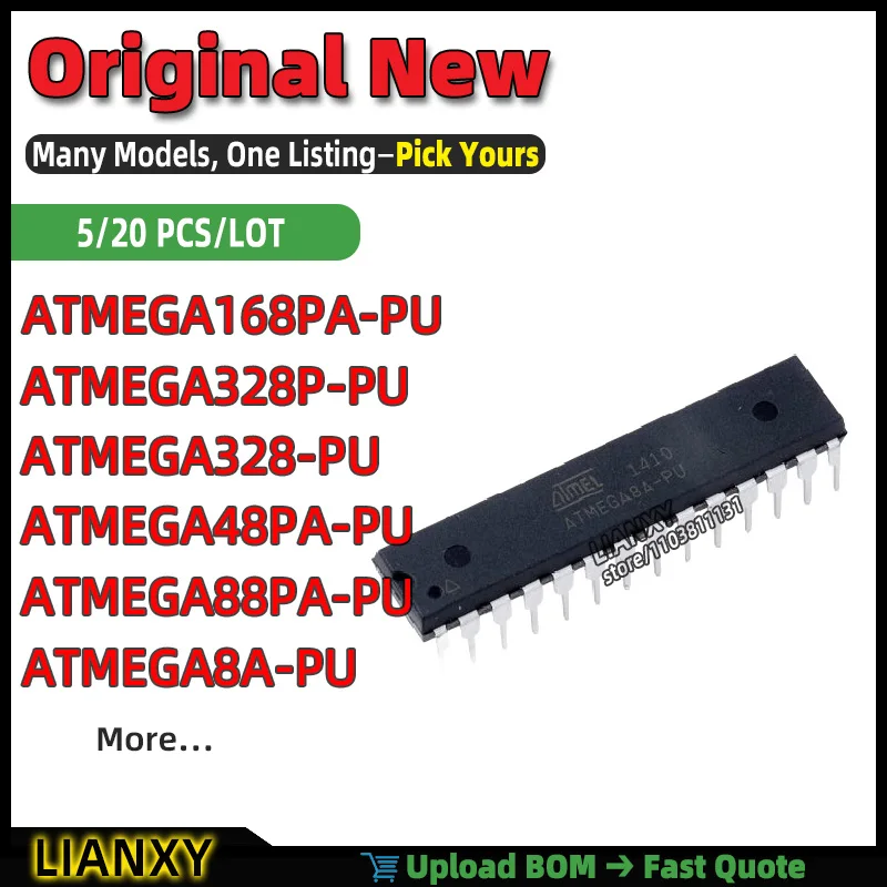 ATMEGA328P-PU ATMEGA8A-PU ATMEGA48PA-PU ATMEGA88PA-PU ATMEGA328-PU ATMEGA168PA-PU DIP-28 OPERATIONAL AMPLIFIER New Original