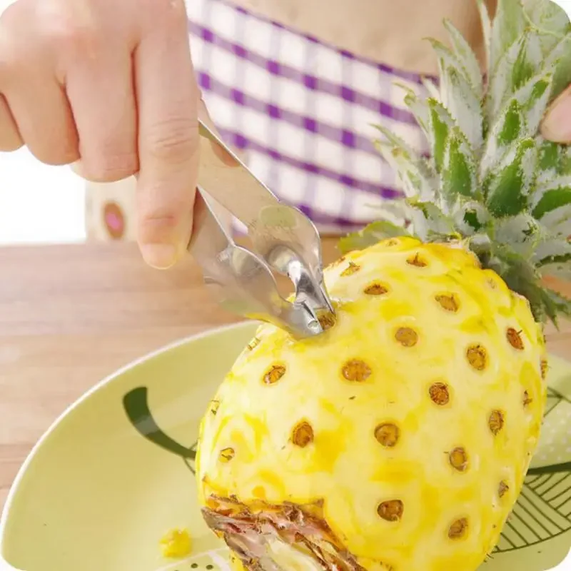 1Pc Pineapple Eye Peeler Stainless Steel Cutter Practical Seed Remover Clip Home Kitchen Gadgets Home Pineapple Slicer Clips