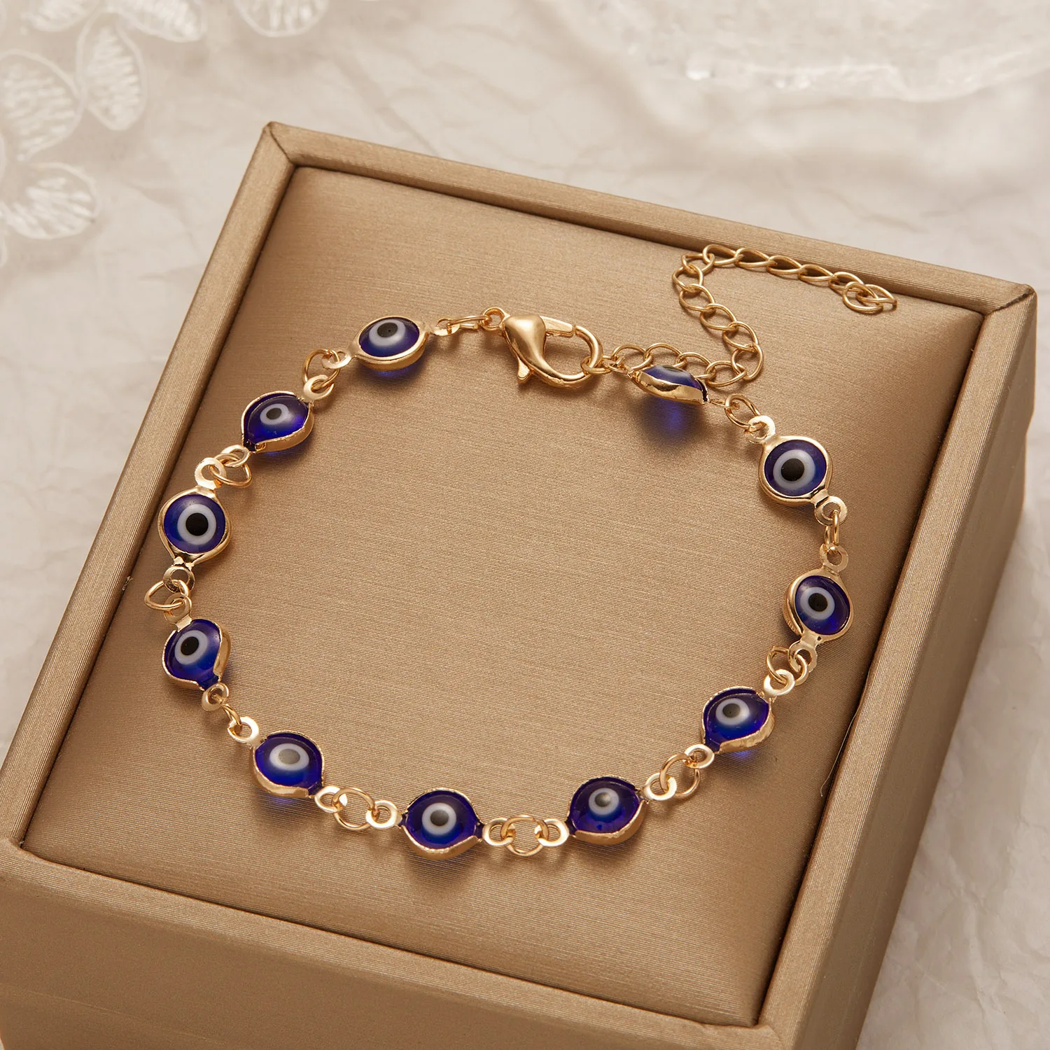 Glücklich Türkei Evil Eye Armband Bunte Rot Blau Auge Ästhetischen Schmuck Für Frauen Einfache Trendy Einstellbare Metall Kette Armbänder – Detail 10