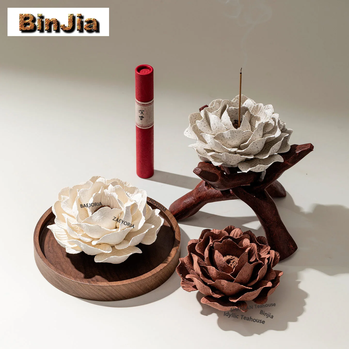 BAEJORIA Fingers Holding Flowers Incense Holder Incense Smoke Waterfall Incense Burners Aromatherapy Censer Teaware Craft Gifts