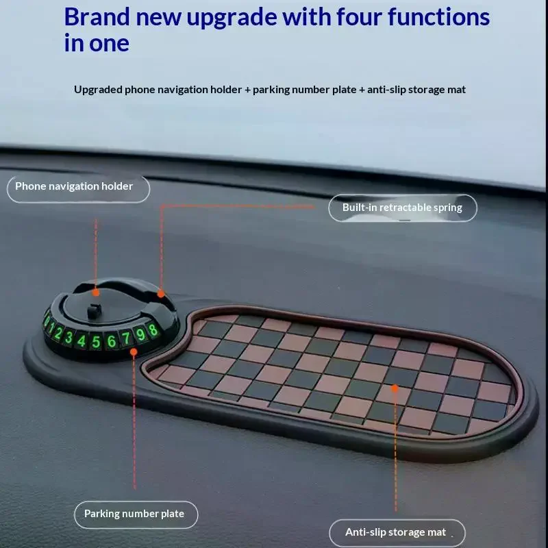 2 In 1 Dashboard Anti Slip Mat With Phone Mount 360-Degree Rotation Car Phone Holder Non-Slip Adhesive Mat For Car