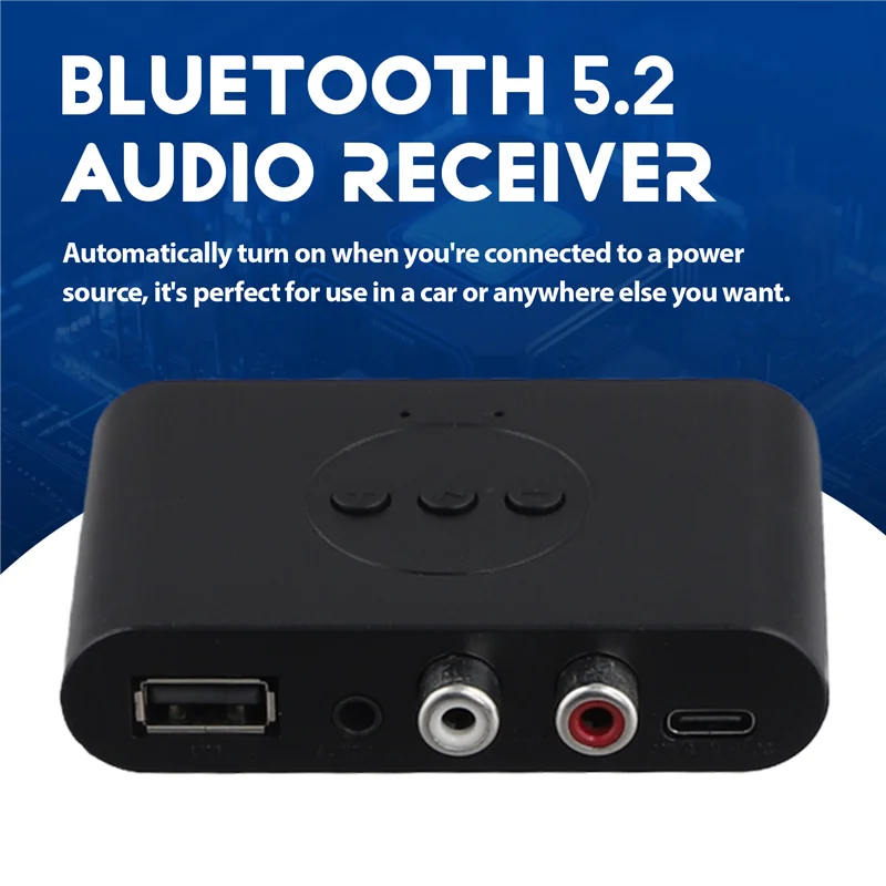 ممتاز-بلوتوث 5.2 استقبال الصوت RCA 3.5 مللي متر AUX جاك ستيريو الموسيقى محول لاسلكي مع هيئة التصنيع العسكري لمجموعة السيارة مكبر الصوت