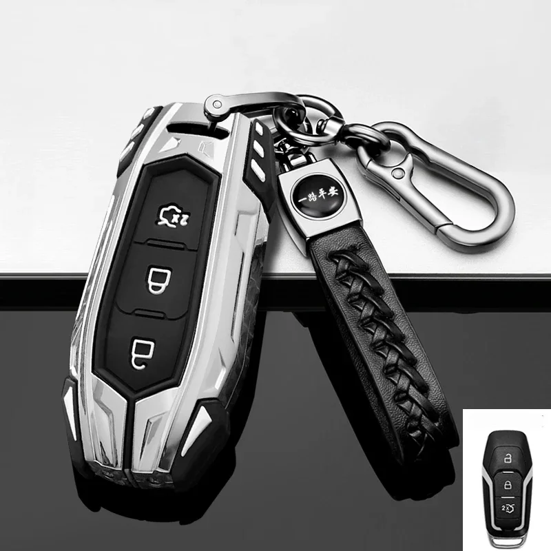 

Zinc Alloy Car Key Fob Cover Case Holder for Ford Fusion Mondeo Mustang F-150 Explorer Edge 2015 2016 2017 2018 Accessories