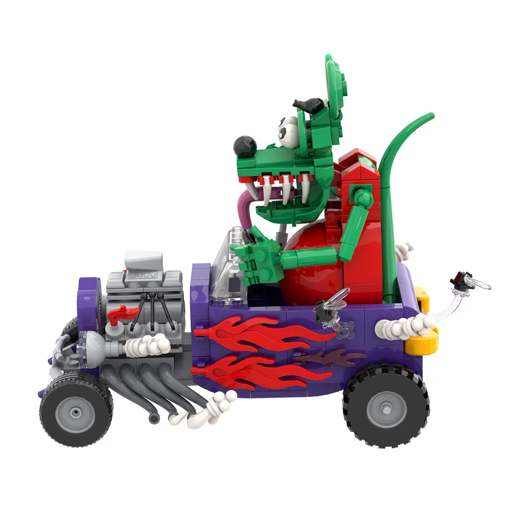 

MOC Rat Fink Bricks HotRod Rock Style Rat Fink Funny Model Building Blocks Assemble Educational Toys Kids DIY Birthday Gifts