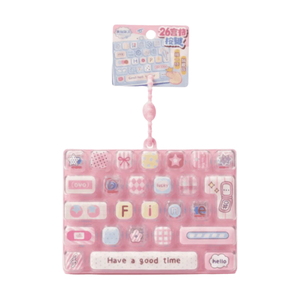 Fidgets Keycap Clicker 26 Key Keycap Keychain Never Closed Cute Fidget Keychain Cartoon Colorful Keyboard Keychain Relax