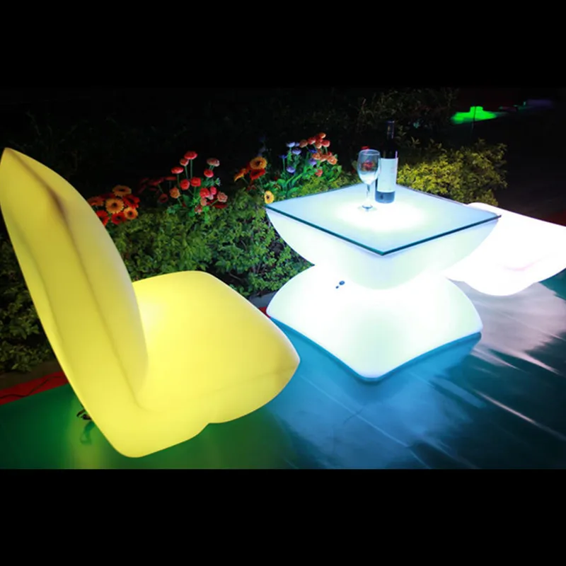 

Bar Club Luminous Table and Chair Outdoor Waterproof Led Stool Colorful Cool Arm Chair