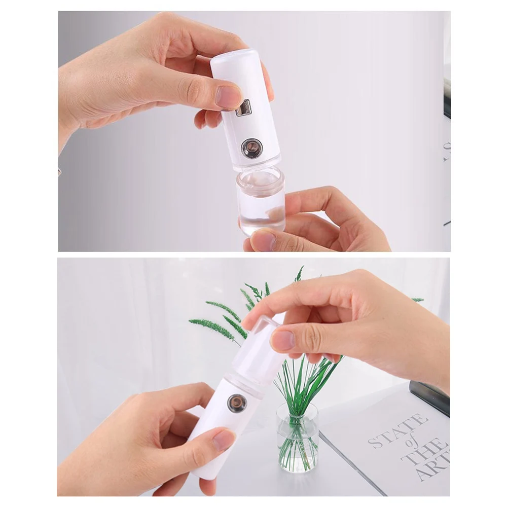 

Replenishing Instrument Mini Portable Facial Steamer Skin Care Sprayer ABS Material Non Slip Push Switch Timing 60