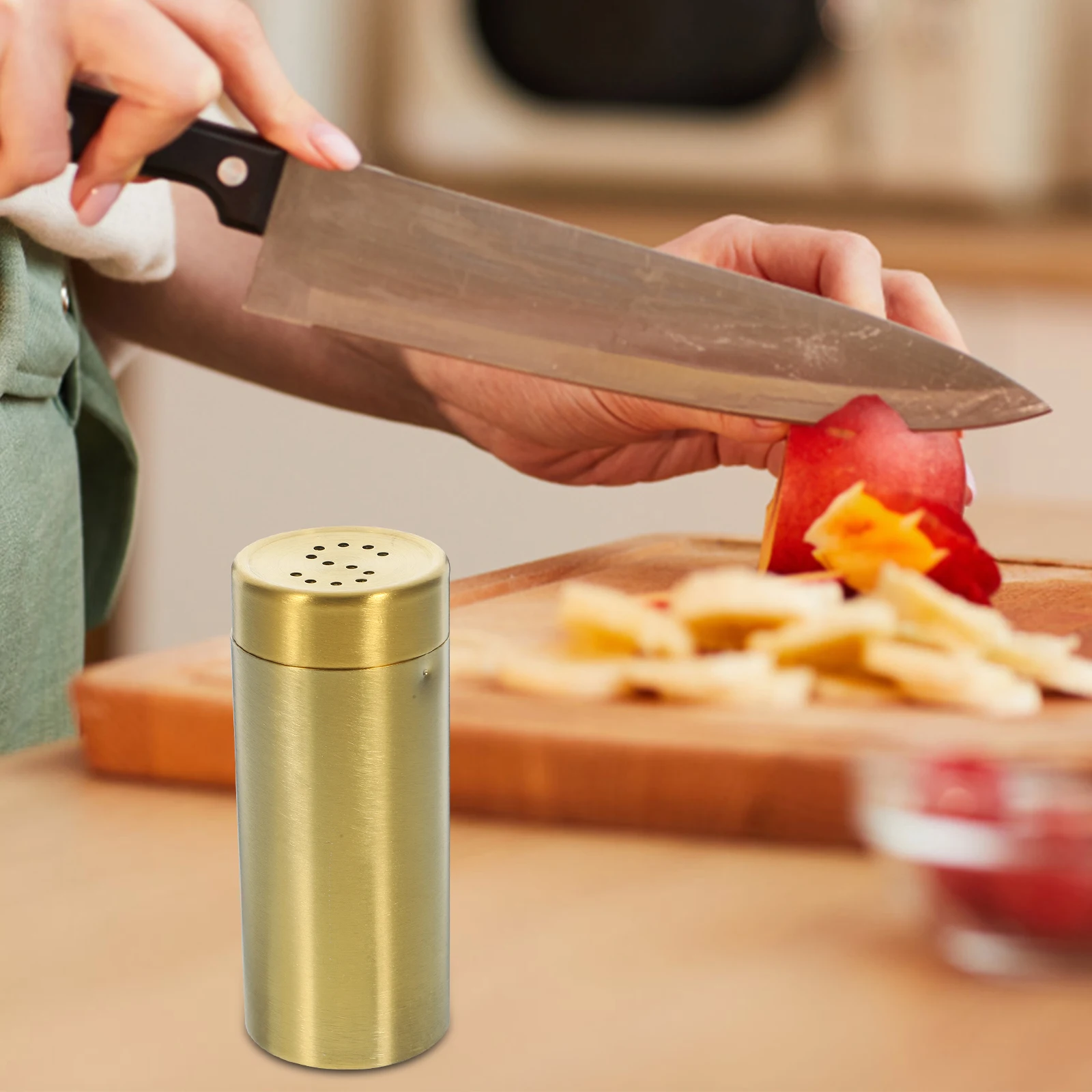 

2 Pcs Golden Stainless Steel Salt Pepper Set Reusable Condiment Bottles Kitchen Outdoor Lightweight Hole Design