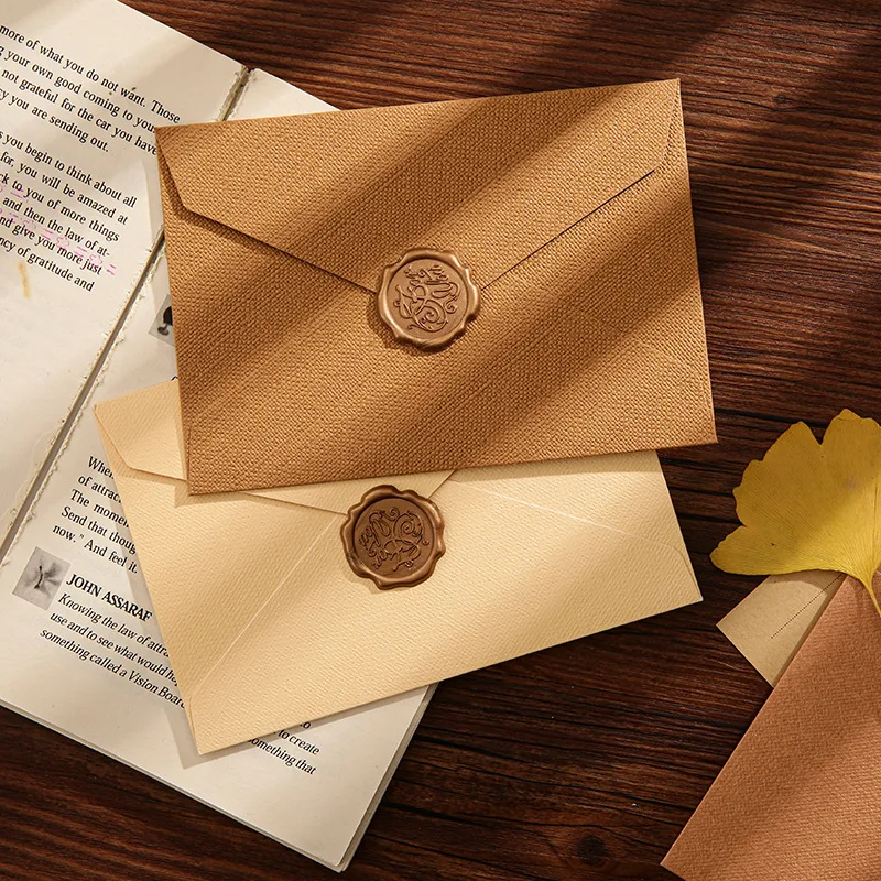 Fresh Linen Texture Envelope Stationery Set Thick Kraft Paper Suitable for Wax Seal for Love Letters Invitations Postcards