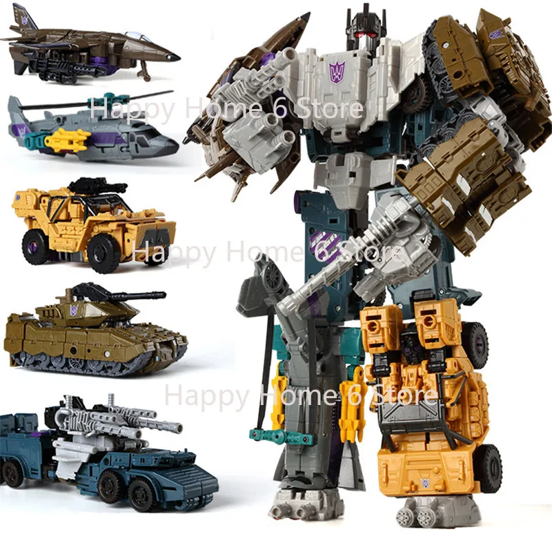 

Haizhixing 5 IN 1 Transformation Robot Car Toys Anime Devastator Aircraft Tank Model KO Boys Truck Collection Kid Adult Gift