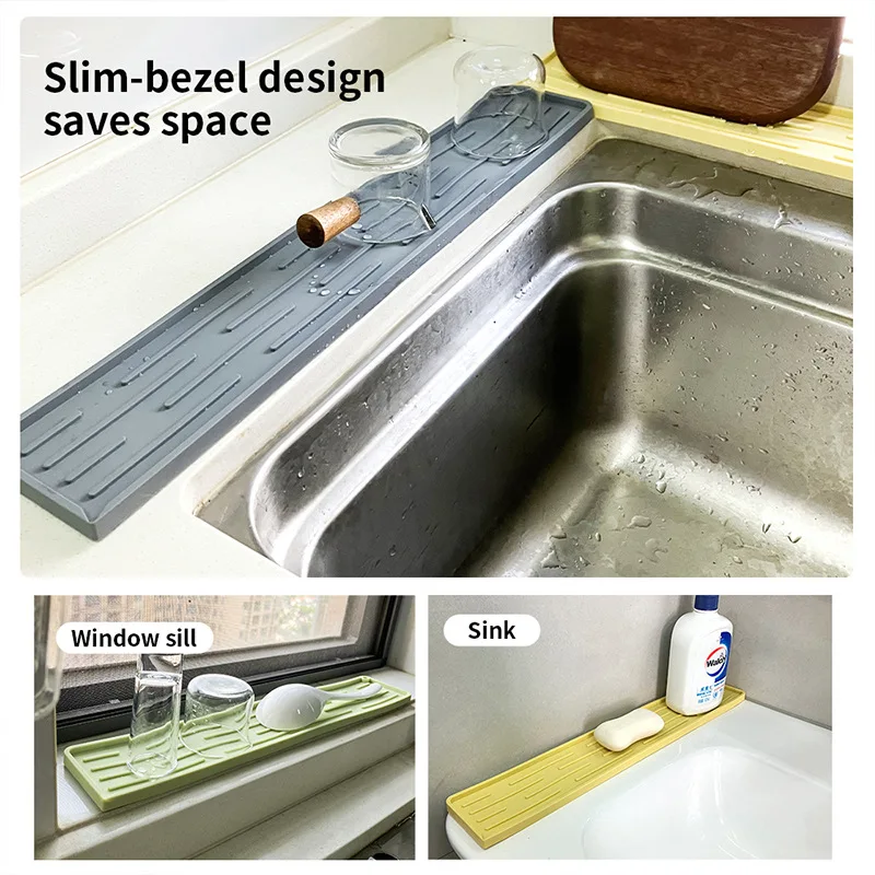 55/35cm Silicone Drainer Mat Anti Slip Sink Tray Tableware Cushion Organizer Kitchenware Protection Mat Kitchen Storage Pads