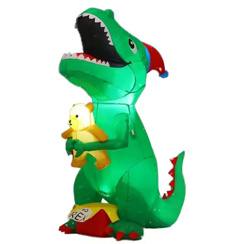 6.5FT Dinosaur Inflatable Toy Bear with Built-in LED Lights - Garden Lawn Decoration - Christmas Decoration