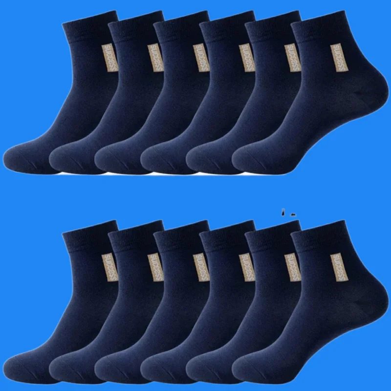 6 Pairs Winter Men Socks Breathable Cotton Sports Socks Breathable Deodorant Business 2024 New Fashion Bamboo Fiber Autumn Socks