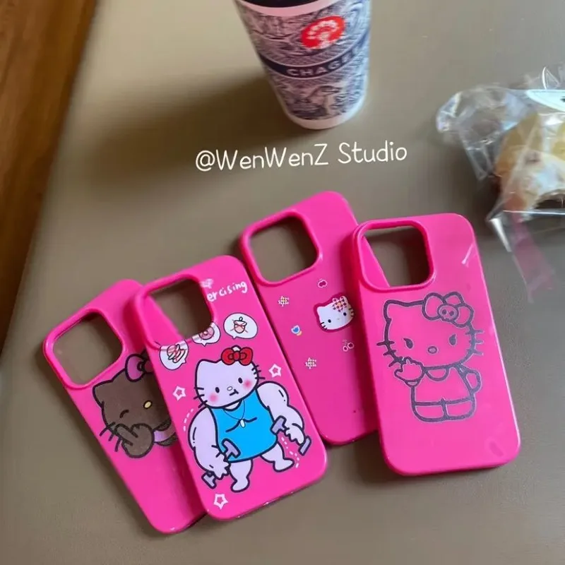 Anime Kawaii Sanrio Hello Kitty iPhone15 Phone Case Cute Anti-fall All-inclusive Protective Case for iPhone 14 13 12 11 Pro Max