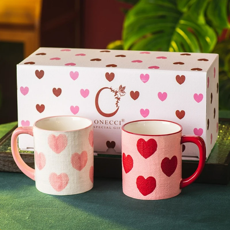

Керамическая кофейная чашка с маркировкой в виде сердца, креативная бытовая чашка для питья завтрака для домашнего офиса, чашки для послеобеденного чая с молоком, подарок
