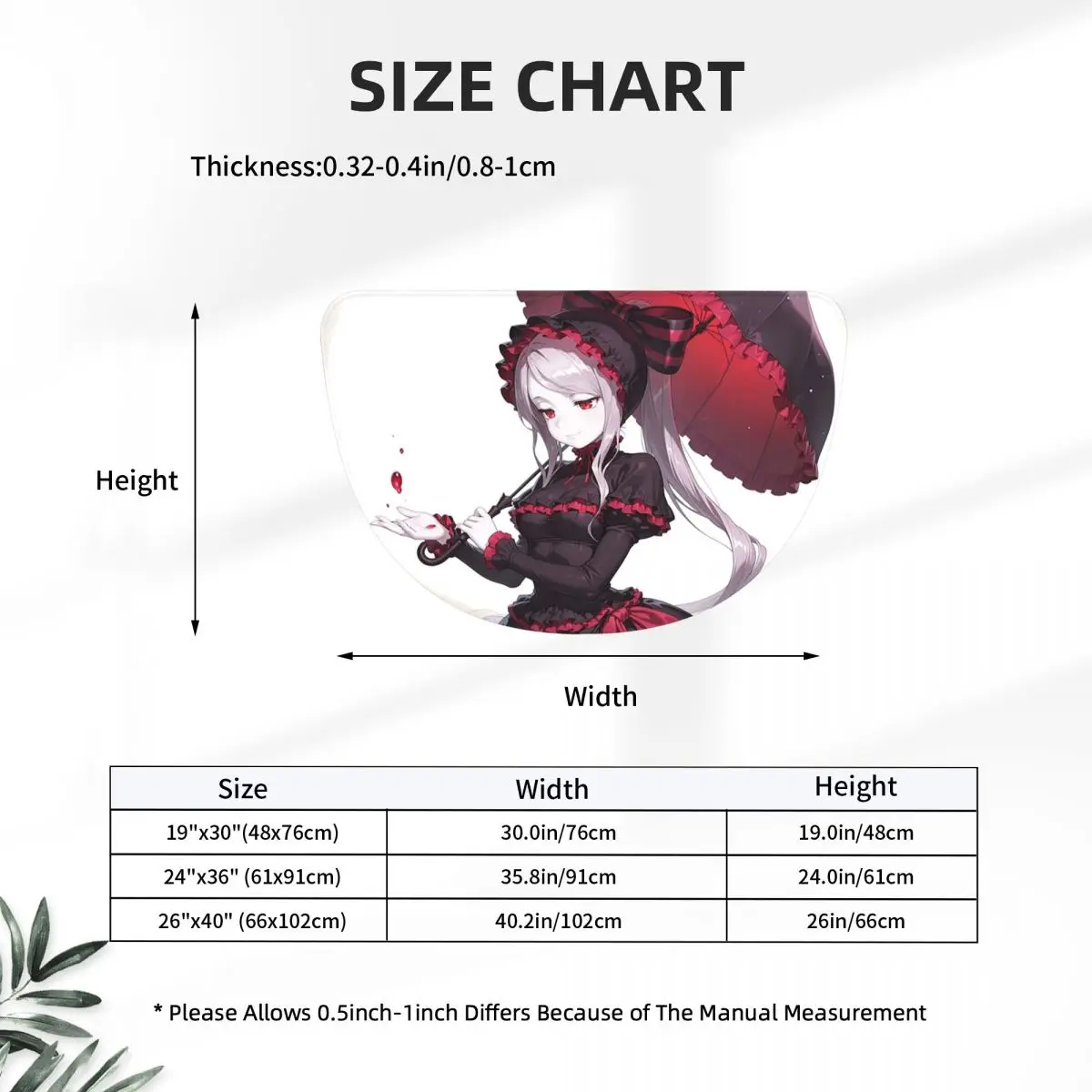 Anime Overlord Shalltear Bloodfallen Flannel Half Round Doormat Non Slip Bathroom Mat Absorbent Floor Carpet for Living Room