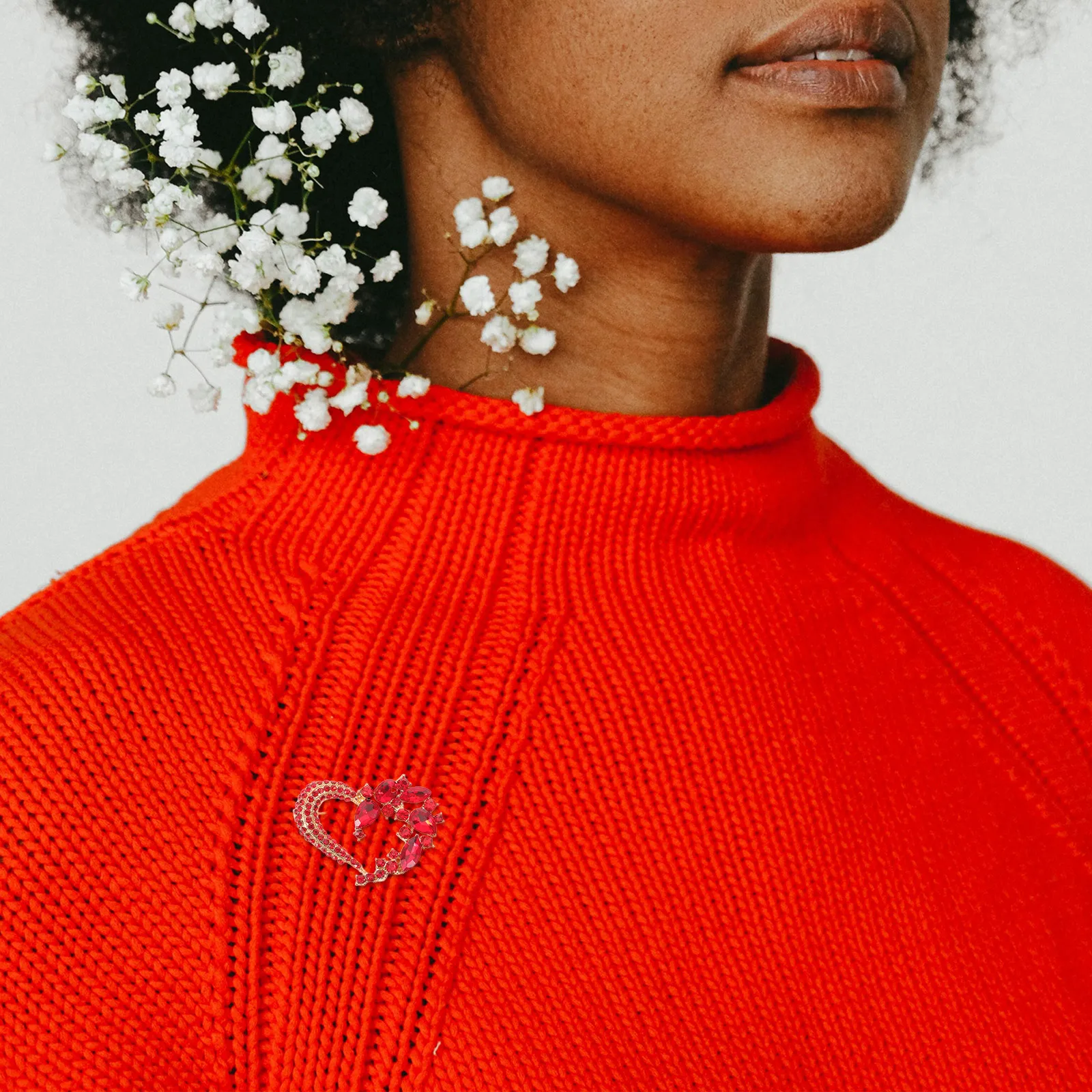 الأحمر حجر الراين القلب بروش عيد الحب وشاح الزفاف شال التلبيب دبوس مجوهرات النساء دبوس بروش دبابيس الزفاف #3