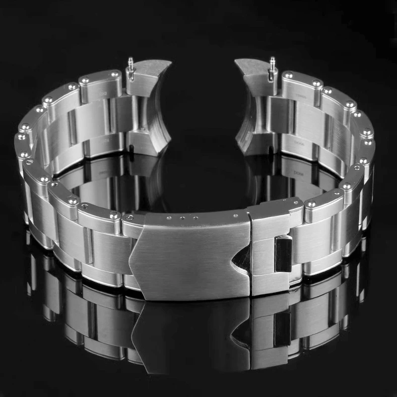 Rivet Style Solid Precision Steel Curved Metal Band For TUDOR Black Small Red Flower Chain Watch 20MM 22MM Foldable Bracelet